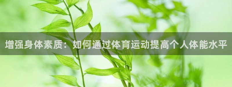ug环球官网注册：增强身体素质：如何通过体育运动提高个人体能水平