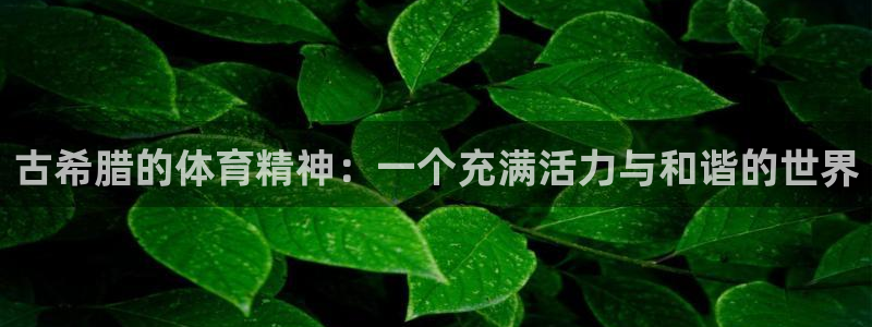ug环球官网登录入口：古希腊的体育精神：一个充满活力与和谐的世界